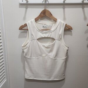 POPFLEX Active | Limitless Keyhole Tank in Cream/Ivory - Size Large